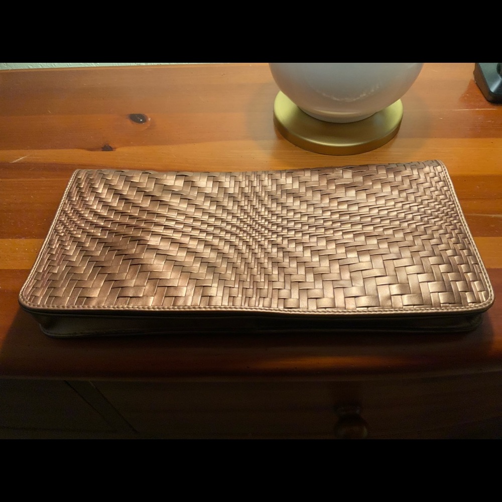 Cole Haan gold woven clutch purse